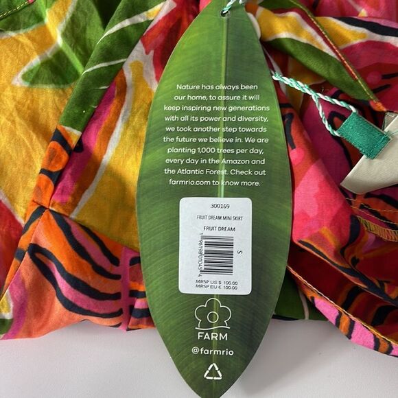 FARM Rio Fruit Dream Mini Skirt, NWT, size small, lined, side-zip - Picture 9 of 14